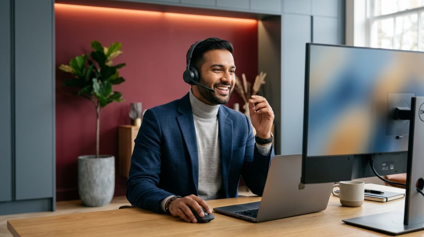 A Social Sphere team member giving a product walkthrough on a video call