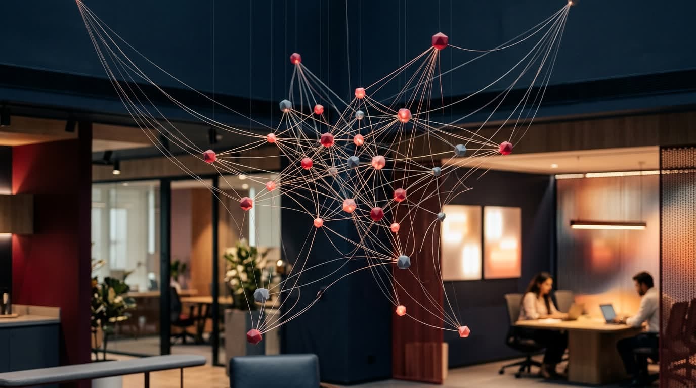 Glowing nodes connected into one central hub